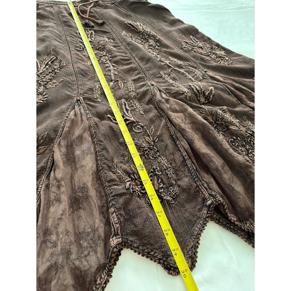 Urban Tribe Vintage Boho Western Embroidered Brown Skirt SZ S - Picture 6 of 7